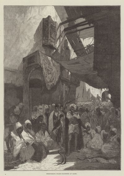 Encantadores de serpientes actuando en El Cairo de Charles Auguste Loye